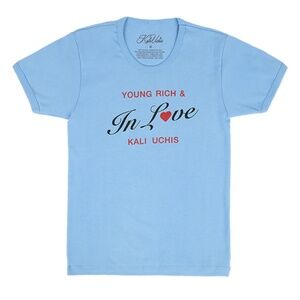 Kali Uchis “Young Rich & In Love” Baby Tee – Light Blue, Size M